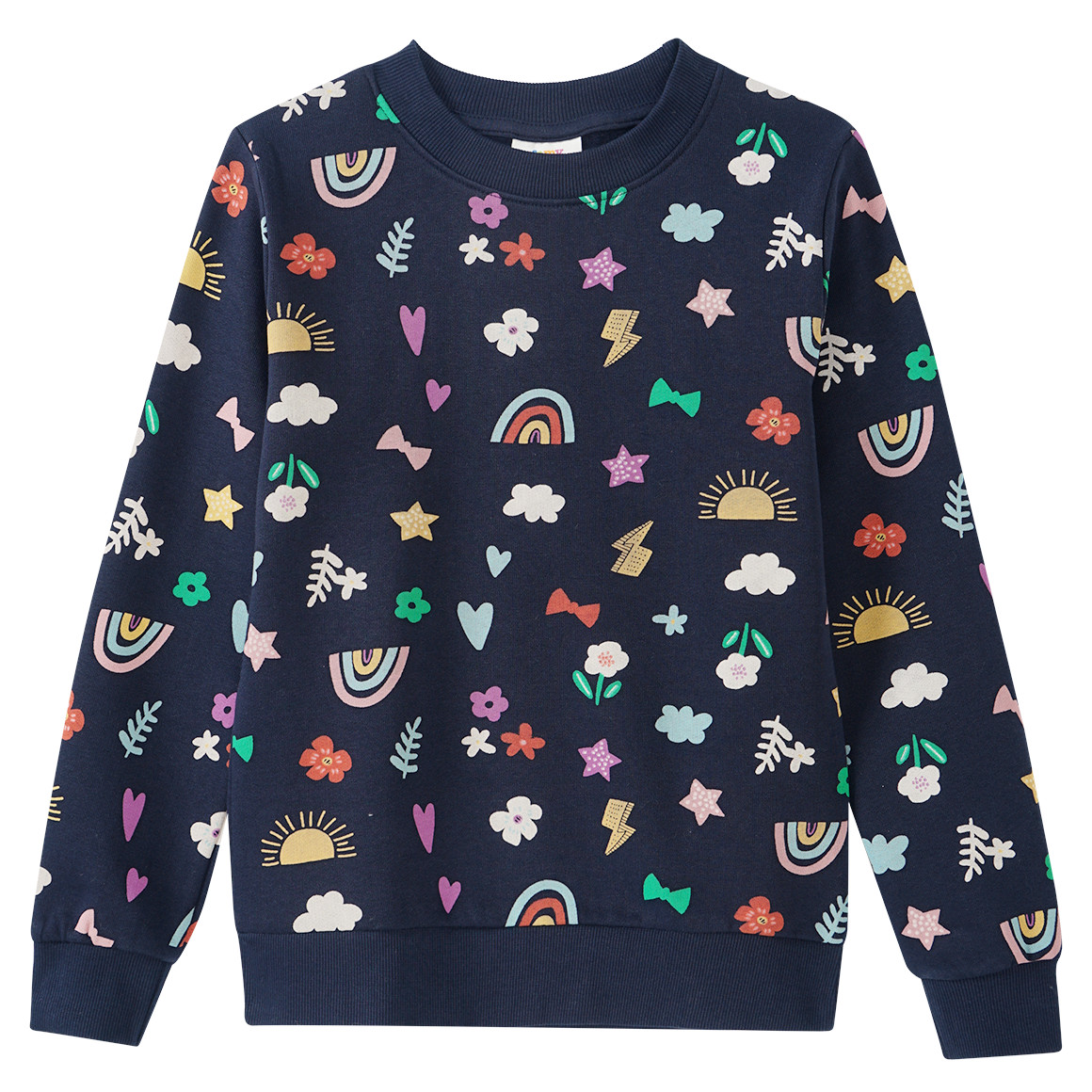 Mädchen Sweatshirt mit bunten Motiven allover von Yigga