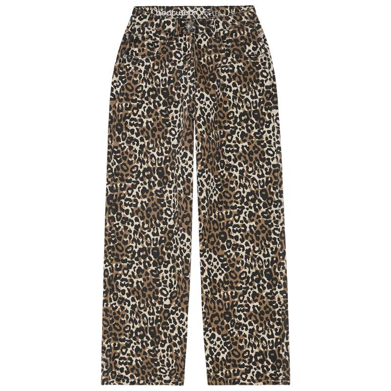 Mädchen Wide-Leg-Jeans mit Leo-Muster von Yigga