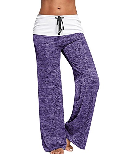 Haremshose Hosen Damen Sporthose Yogahosen Sport Pumphose Leichte Sommerhose Bequem Marlene Hose Große Größe Violett XL von Yigoo