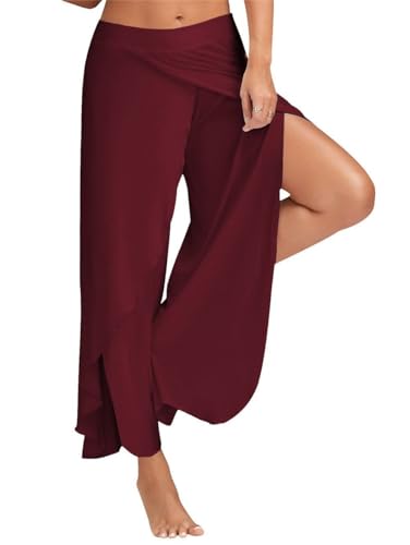 Hosen Damen Sporthose Yogahosen Sport Pumphose Haremshose Leichte Sommerhose Marlene Hose Rot 3XL von Yigoo