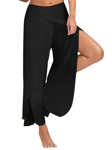 Hosen Damen Sporthose Yogahosen Sport Pumphose Haremshose Leichte Sommerhose Marlene Hose Schwarz L von Yigoo