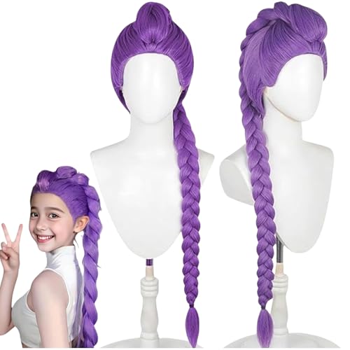 Koreanpop Dämon Kostüm Perücke Erwachsene, Hunter Cosplay Costume Wig Kinder, Anime Jäger Popsänger Idol Haarteil Mädchen Kinder für Karneval Halloween Party von Yigoo