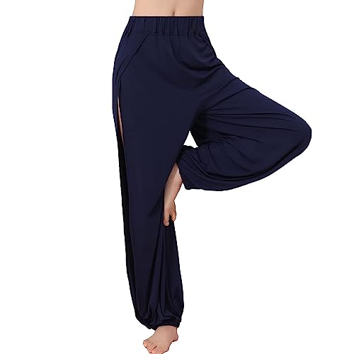 Sporthose Damen Hosen Yogahosen Sport Pumphose Haremshose Leichte Sommerhose Marlene Hose Dunkelblau 3XL (44) von Yigoo