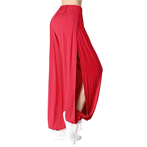 Sporthose Damen Hosen Yogahosen Sport Pumphose Haremshose Leichte Sommerhose Marlene Hose Dunkelrot L (34/36) von Yigoo