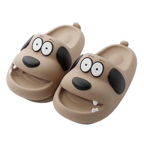 Yigoo Badelatschen Damen Hausschuhe Badeschlappen Hund Badeschuhe Rutschfeste Pantoletten Slipper Strand Sandale Braun 36-37 von Yigoo