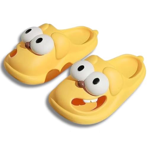 Yigoo Badelatschen Damen Hausschuhe Badeschlappen Hund Badeschuhe Rutschfeste Pantoletten Slipper Strand Sandale Gelb 38-39 von Yigoo