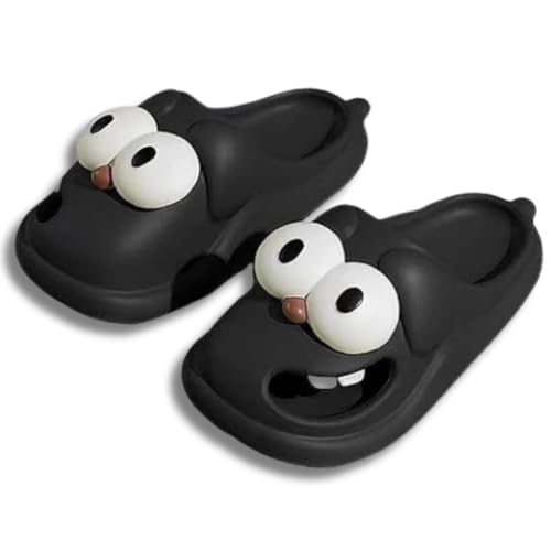 Yigoo Badelatschen Damen Hausschuhe Badeschlappen Hund Badeschuhe Rutschfeste Pantoletten Slipper Strand Sandale Schwarz 40-41 von Yigoo