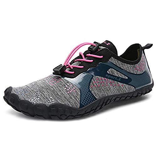 Yigoo Badeschuhe Herren Damen Barfußschuhe Wasserschuhe Aquaschuhe Strandschuhe Atmungsaktiv Fitness Schuhe Sport Outdoor Schnell Trocknend Schwimmschuhe Weich Sohle rutschfest Grau 40 von Yigoo