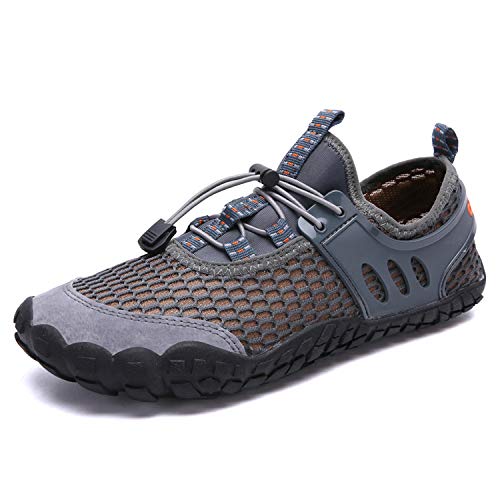 Yigoo Badeschuhe Herren Damen Barfußschuhe Wasserschuhe Aquaschuhe Strandschuhe Atmungsaktiv Fitness Schuhe Sport Outdoor Schnell Trocknend Schwimmschuhe Weich Sohle rutschfest Grau 44 von Yigoo