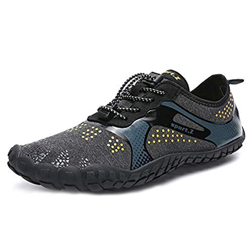 Yigoo Badeschuhe Herren Damen Barfußschuhe Wasserschuhe Aquaschuhe Strandschuhe Atmungsaktiv Fitness Schuhe Sport Outdoor Schnell Trocknend Schwimmschuhe Weich Sohle rutschfest Grau 46 von Yigoo