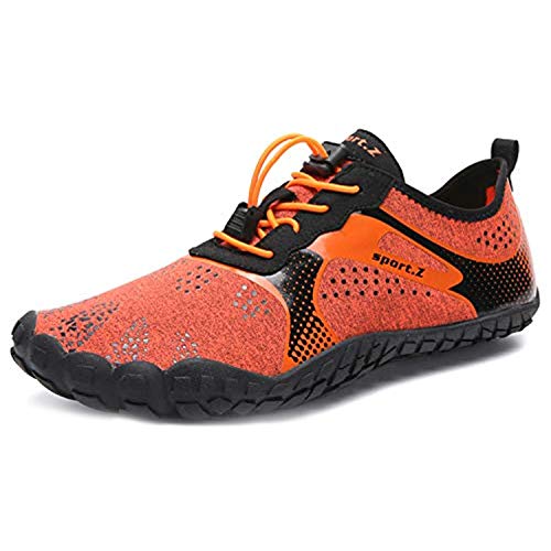 Yigoo Badeschuhe Herren Damen Barfußschuhe Wasserschuhe Aquaschuhe Strandschuhe Atmungsaktiv Fitness Schuhe Sport Outdoor Schnell Trocknend Schwimmschuhe Weich Sohle rutschfest Orange 41 von Yigoo