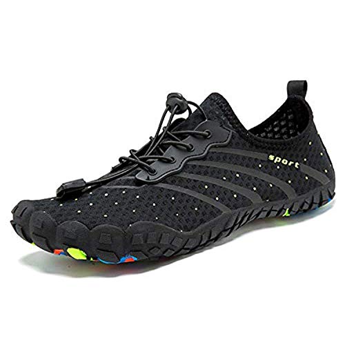 Yigoo Badeschuhe Herren Damen Barfußschuhe Wasserschuhe Aquaschuhe Strandschuhe Atmungsaktiv Fitness Schuhe Sport Outdoor Schnell Trocknend Schwimmschuhe Weich Sohle rutschfest Schwarz 37 von Yigoo