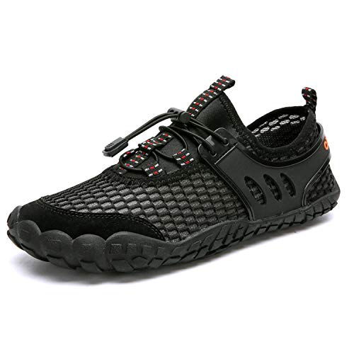 Yigoo Badeschuhe Herren Damen Barfußschuhe Wasserschuhe Aquaschuhe Strandschuhe Atmungsaktiv Fitness Schuhe Sport Outdoor Schnell Trocknend Schwimmschuhe Weich Sohle rutschfest Schwarz 41 von Yigoo