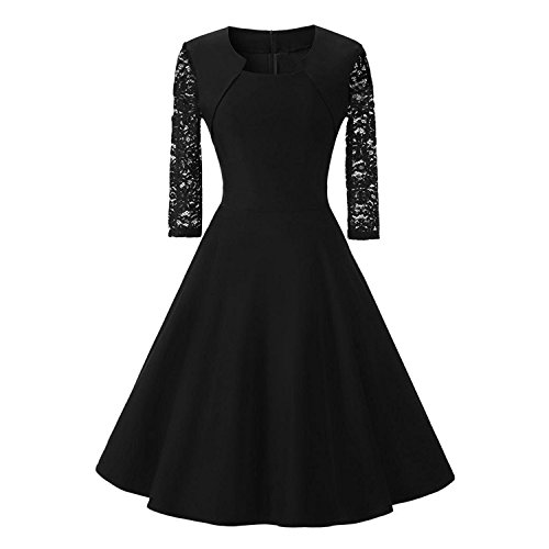 Yigoo Festliche Elegant Kleider Damen Festlich Hochzeit Spitzenkleider Vintage Abendkleid Cocktailkleid A-Linie Knielang Kurzarm Grün L von Yigoo