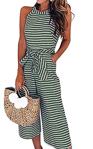 Yigoo Jumpsuit Damen Sommer Hosenanzug Elegant Overall Festlich Freizeit Hose Bodysuit Lang Breites Bein Grün S von Yigoo