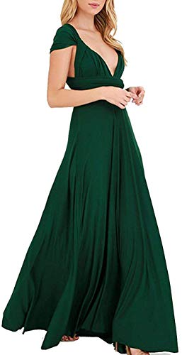 Yigoo Kleider Abendkleider Lang Maxikleid Damen Cocktailkleid Multi-Way Ballkleid V-Ausschnitt Rückenfrei Neckholder Schulterfrei für Festlich Hochzeit Sommer Grün L von Yigoo
