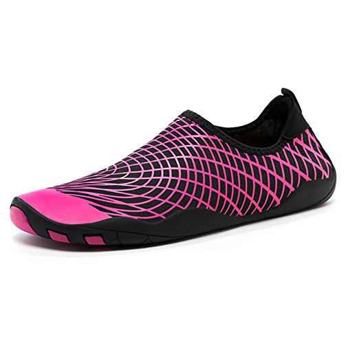 Yigoo Unisex Strandschuhe Aquaschuhe Schwimmschuhe Barfuß Schuhe Badeschuhe Wasserschuhe Surfschuhe für Damen Herren Rosa 42 von Yigoo