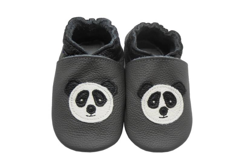 Yihakids Baby Krabbelschuhe Lauflernschuhe Hausschuhe Lederschuhe Panda Barfußschuh (Weiches Leder 100 %, echtes Leder) Rutschfest von Yihakids