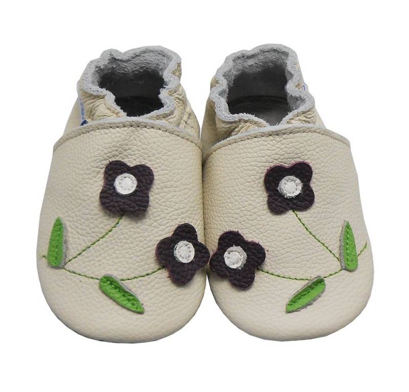 Yihakids Weiche Leder Lauflernschuhe Hausschuhe Lederpuschen Blumen Weiss Krabbelschuh von Yihakids