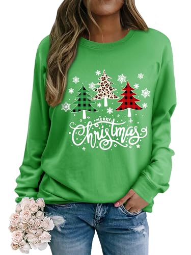 Yihelian Weihnachts Sweatshirt Damen Weihnachtspullover Merry Christmas Pullover Weihnachtsbaum-Grafik von Yihelian
