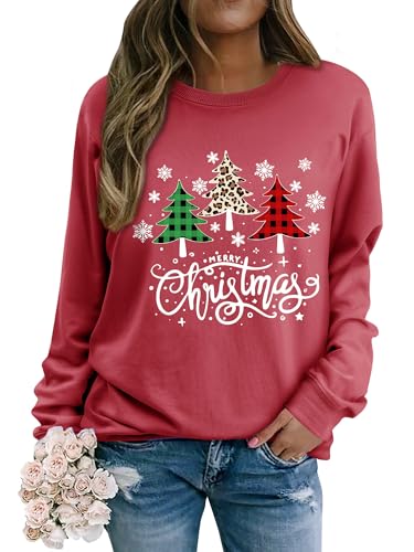 Yihelian Weihnachts Sweatshirt Damen Weihnachtspullover Merry Christmas Pullover Weihnachtsbaum-Grafik von Yihelian