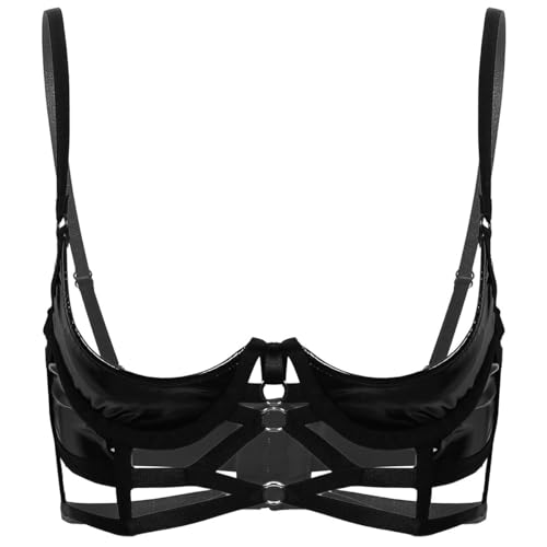 Yihuimin Damen BH Push Up Bra Brustfrei Bralette Spitze Verstellbare Büste Hebe Träger Unterhemd Reizwäsche Dessous Lingerie Schwarz M von Yihuimin