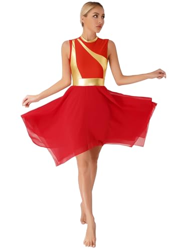 Yihuimin Damen Patchwokr Tanzkleid Metallic Kirche Tanzkostüm Glänzende Lyrischen Kleid Ärmellose Tanzwettbewerb Kleid Rot L Yihuimin Damen Patchwokr Tanzkleid Metallic Kirche Tanzkostüm Glänzende Lyrischen Kleid Ärmellose Tanzwettbewerb Kleid Rot L von Yihuimin