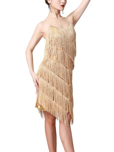 Yihuimin Frauen Kleid Latein Tanz Fransen Pailletten Kleid Salsa Rumba Chacha Tango Glanz Er Jahre Kostüm Show Dancewear Sxl Gold 3XL Yihuimin Frauen Kleid Latein Tanz Fransen Pailletten Kleid Salsa Rumba Chacha Tango Glanz Er Jahre Kostüm Show Dancewear Sxl Gold 3XL von Yihuimin