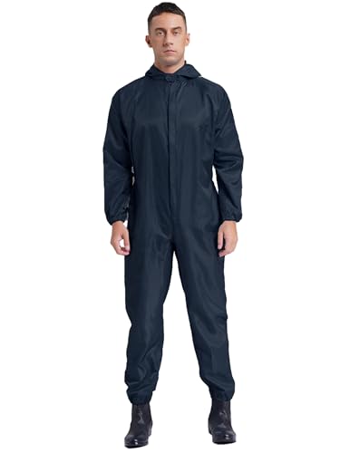 Yihuimin Herren Schutzanzug Mit Kapuze Overall Arbeitsoverall Langarm Schutzkleidung Arbeitskleidung Ganzkörperanzug Navy blau M von Yihuimin
