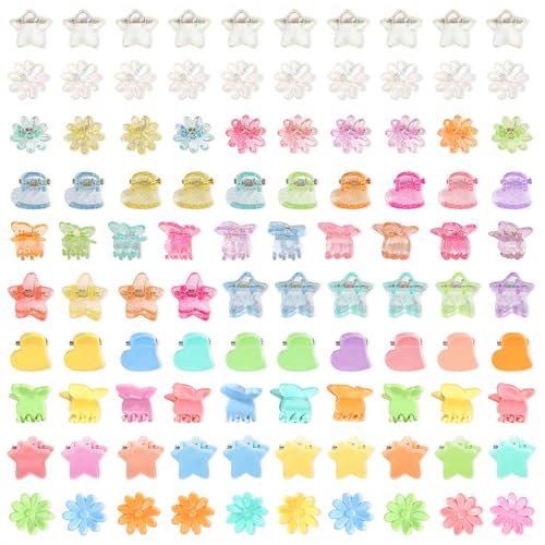 100 Stück Mini Haarspangen, 1.5 cm Kleine Haarspangen Für Frauen, Kunststoff Haarklammer Clips Blumen Haarclips Bunt Haarschmuck Klein Haar Zubehör Für Festival Täglichen Gebrauch Party von YiiHHooN