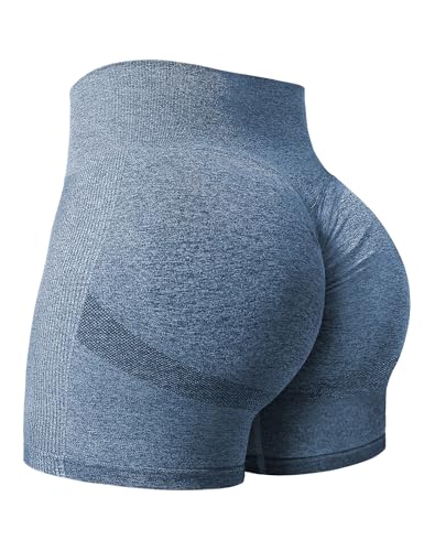 Yiifit Damen Nahtlose Scrunch Lächeln Kontur Yoga Laufen Sport aktiv Übung Fitness-Shorts Dunkelblau X-Large von Yiifit