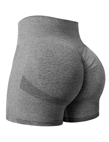 Yiifit Damen Nahtlose Scrunch Lächeln Kontur Yoga Laufen Sport aktiv Übung Fitness-Shorts Dunkelgrau Medium von Yiifit