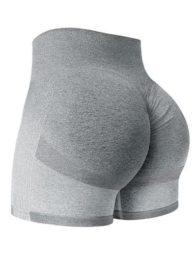 Yiifit Damen Nahtlose Scrunch Lächeln Kontur Yoga Laufen Sport aktiv Übung Fitness-Shorts Grau Weiß X-Small von Yiifit