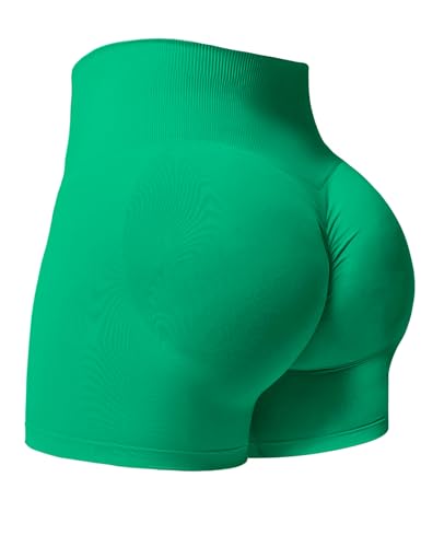 Yiifit Damen Nahtlose Scrunch Lächeln Kontur Yoga Laufen Sport aktiv Übung Fitness-Shorts Green Large von Yiifit