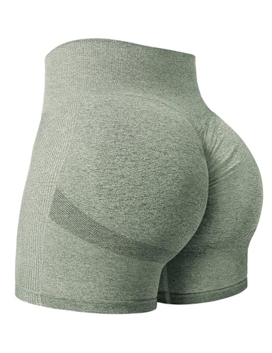 Yiifit Damen Nahtlose Scrunch Lächeln Kontur Yoga Laufen Sport aktiv Übung Fitness-Shorts Khaki Large von Yiifit