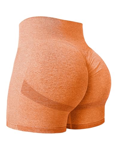 Yiifit Damen Nahtlose Scrunch Lächeln Kontur Yoga Laufen Sport aktiv Übung Fitness-Shorts Orange Medium von Yiifit