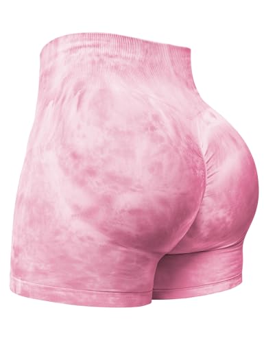 Yiifit Damen Nahtlose Scrunch Lächeln Kontur Yoga Laufen Sport aktiv Übung Fitness-Shorts Pink Large von Yiifit