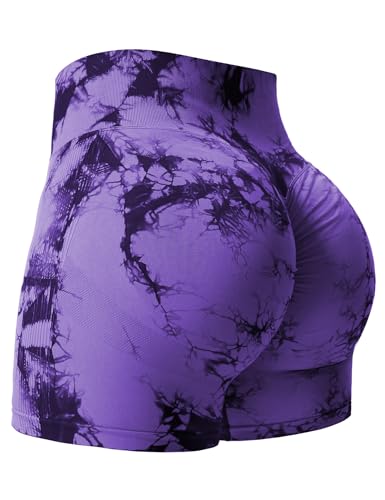 Yiifit Damen Nahtlose Scrunch Lächeln Kontur Yoga Laufen Sport aktiv Übung Fitness-Shorts Violet Large von Yiifit