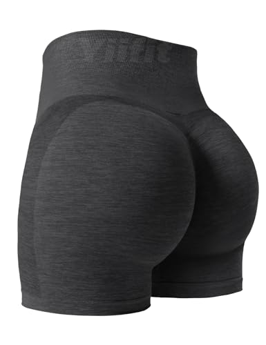 Yiifit Sport Shorts Damen Scrunch Butt Sportshorts High Waist Push Up Nahtlos Booty Gym Shorts Fitnesshose Kurz Hose Grau Small von Yiifit