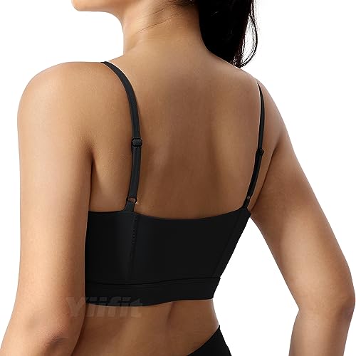 Yiifit Gepolsterter Damen Sport-BH Fitness Workout Push up Bra Sport Starker Halt Tanktop Schwarz Medium von Yiifit