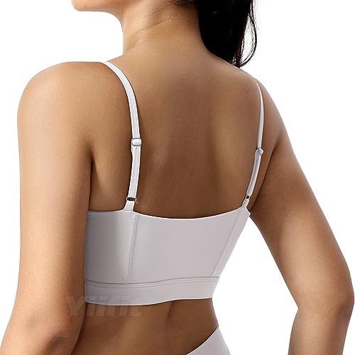 Yiifit Gepolsterter Damen Sport-BH Fitness Workout Push up Bra Sport Starker Halt Tanktop Weiß Small von Yiifit