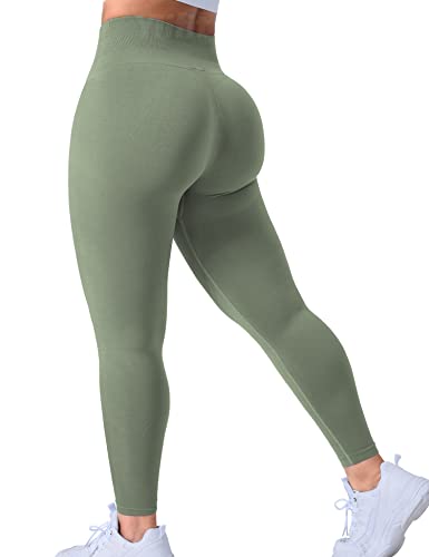 Yiifit Damen Sport Leggings Gym Seamless Nahtlose Hohe Taille Fitness Booty Tummy Control Yoga Trousers Green Large von Yiifit