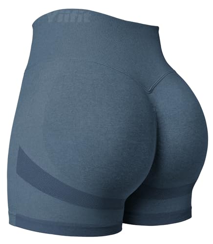 Yiifit Damen Sport Shorts Scrunch Butt High Waist Workout 3.5" Shorts Biker Gym Kurze Hosen Dark Blue Medium von Yiifit