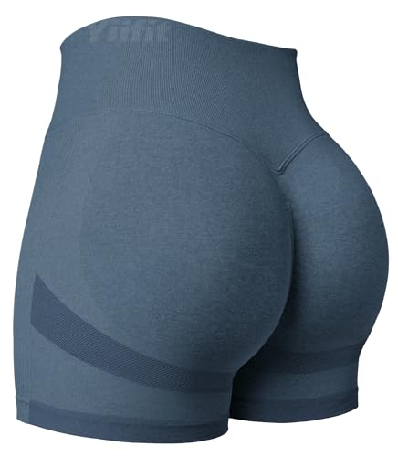 Yiifit Damen Sport Shorts Scrunch Butt High Waist Workout 3.5" Shorts Biker Gym Kurze Hosen Dark Blue X-Large von Yiifit