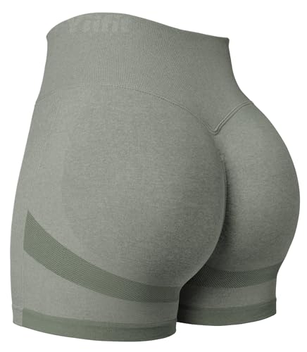 Yiifit Damen Sport Shorts Scrunch Butt High Waist Workout 3.5" Shorts Biker Gym Kurze Hosen Khaki Medium von Yiifit