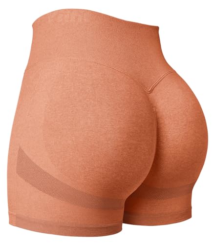Yiifit Damen Sport Shorts Scrunch Butt High Waist Workout 3.5" Shorts Biker Gym Kurze Hosen Orange X-Large von Yiifit