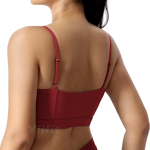 Yiifit Gepolsterter Damen Sport-BH Fitness Workout Push up Bra Sport Starker Halt Tanktop Burgundisch Large von Yiifit