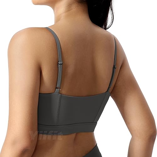 Yiifit Gepolsterter Damen Sport-BH Fitness Workout Push up Bra Sport Starker Halt Tanktop Dunkelgrau Large von Yiifit