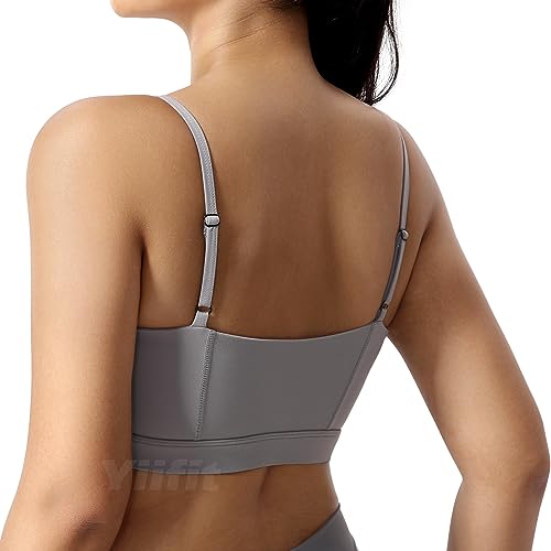 Yiifit Gepolsterter Damen Sport-BH Fitness Workout Push up Bra Sport Starker Halt Tanktop Grau Large von Yiifit