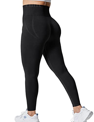 Yiifit Gym Leggings Damen Scrunch Butt Sport Leggings High Waist Sporthose Damen Push Up für Sport Yoga Fitness Workout Schwarz Medium von Yiifit